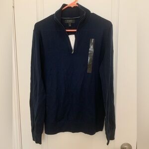NWT Banana Republic 100% Merino Wool Quarter-Zip Sweater Navy Blue S